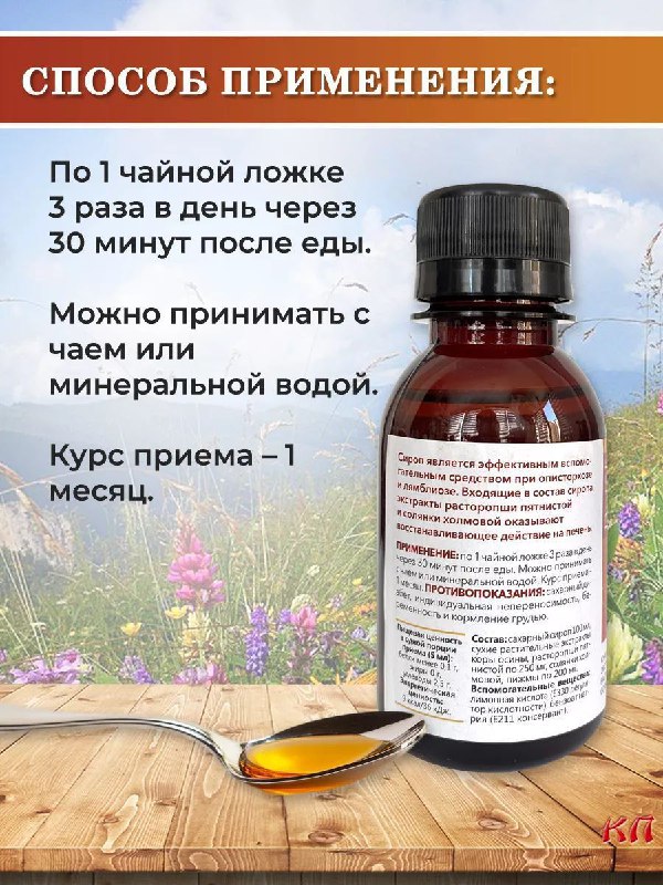 Сироп — вспомогательное средство при описторхозе